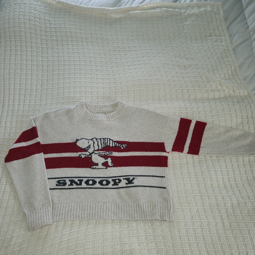 American Eagle Outfitters Snoopy Sweater - Red and Cream